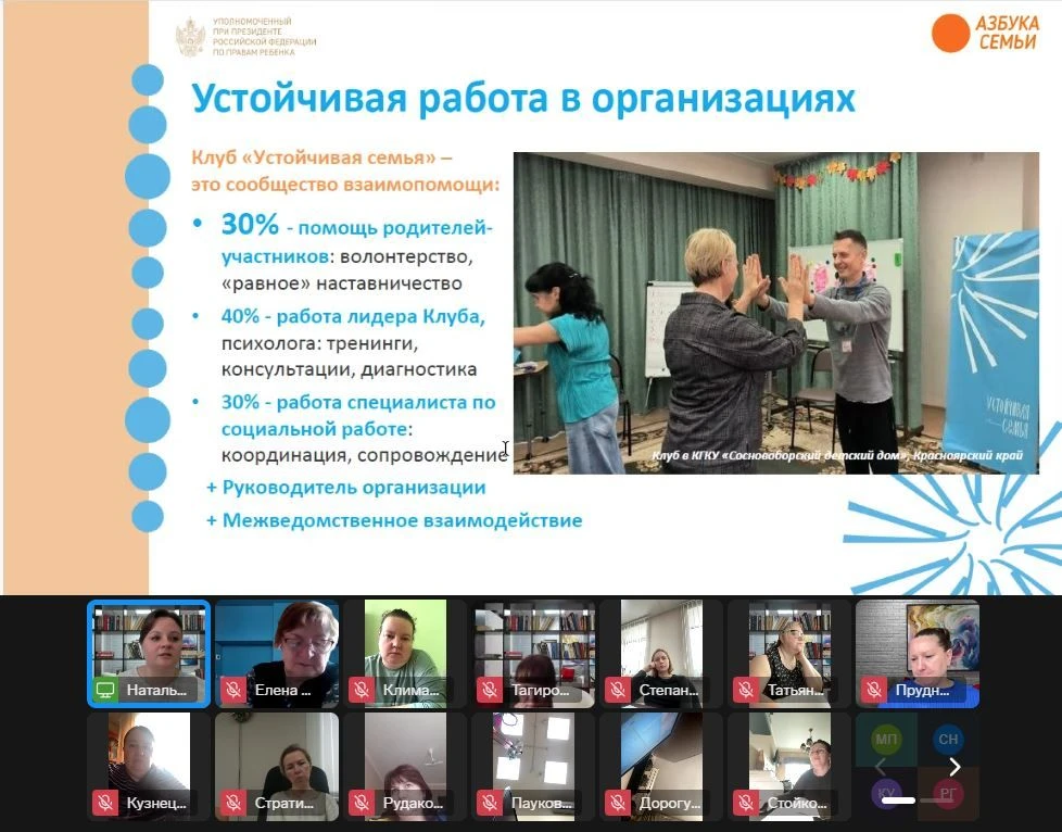  Стартовало обучение по программе повышения профессиональной компетенции «Лидер клуба «Устойчивая семья»